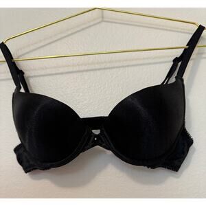 Frederick's of Hollywood Black Satin Push-up Bra 32A